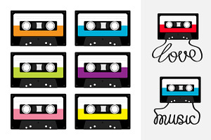 Audio tape cassette set Love Music, an Object Illustration by Worldofvector