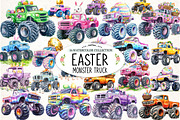 Easter Monster Truck Clipart Bundle, an Illustration by Watercolor design (Thumbnail 1 of 4)