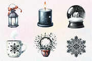 Black and White Christmas Clipart, an Illustration by CreationArt (Thumbnail 2 of 5)