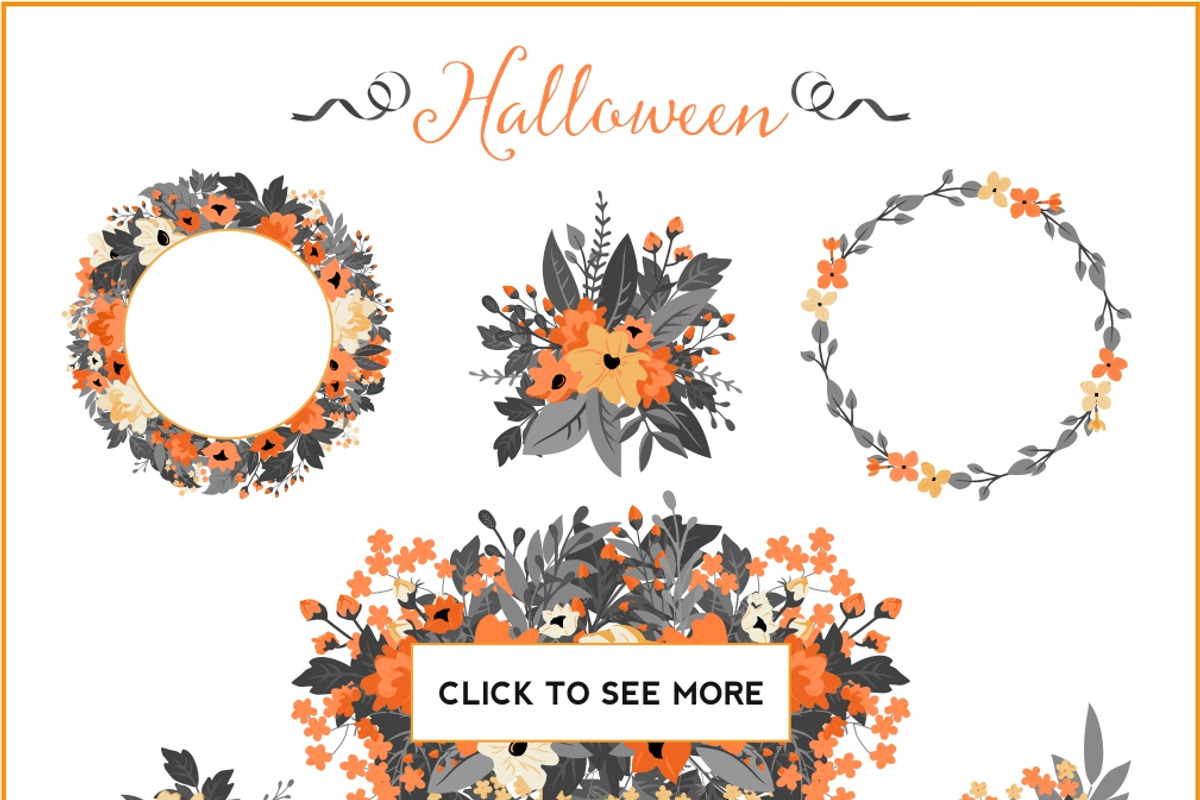 Halloween Flowers, Leaves, & Wreaths, a Decorative Illustration by Kelly Jane Creative (Photo 3 of 3)