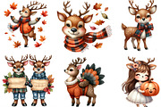 Watercolor Thanksgiving Reindeer PNG, an Illustration by Designking (Thumbnail 2 of 4)
