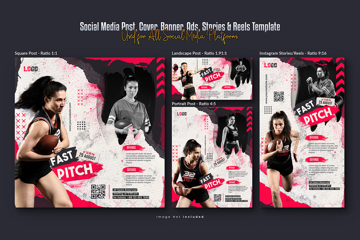 American Football Social Media Post, a Social Media Template by Creative_View (Photo 3 of 8)