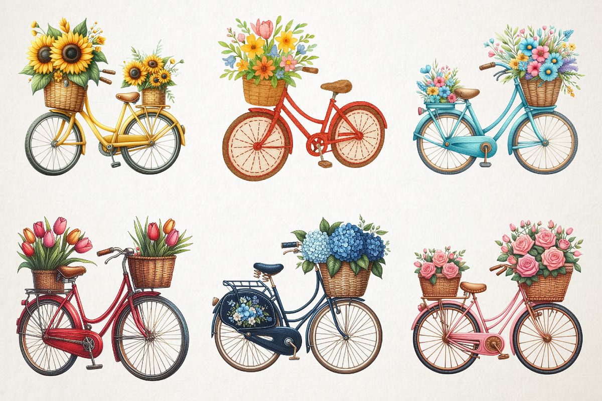 Embroidery Bicycle Clipart Bundle, an Illustration by RobertsArt (Photo 5 of 7)