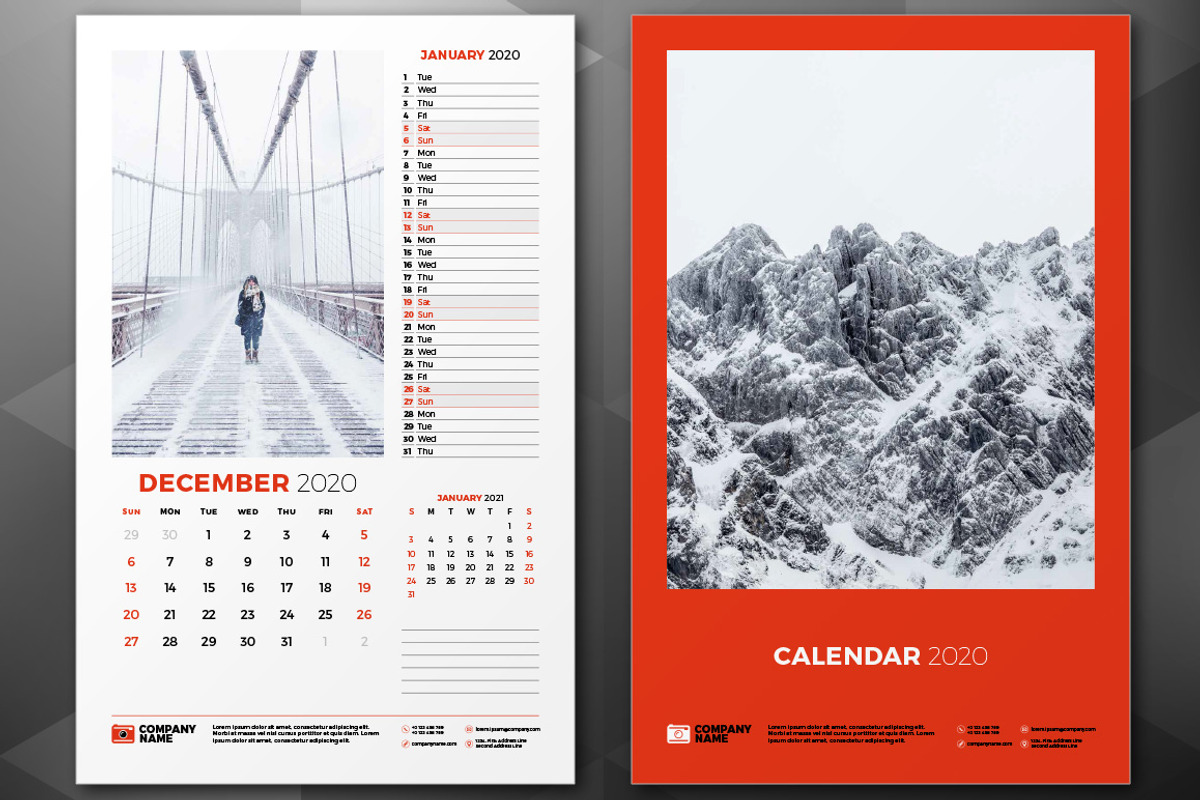 Wall Calendar 2020, a Stationery Template by AntartStock (Photo 3 of 6)