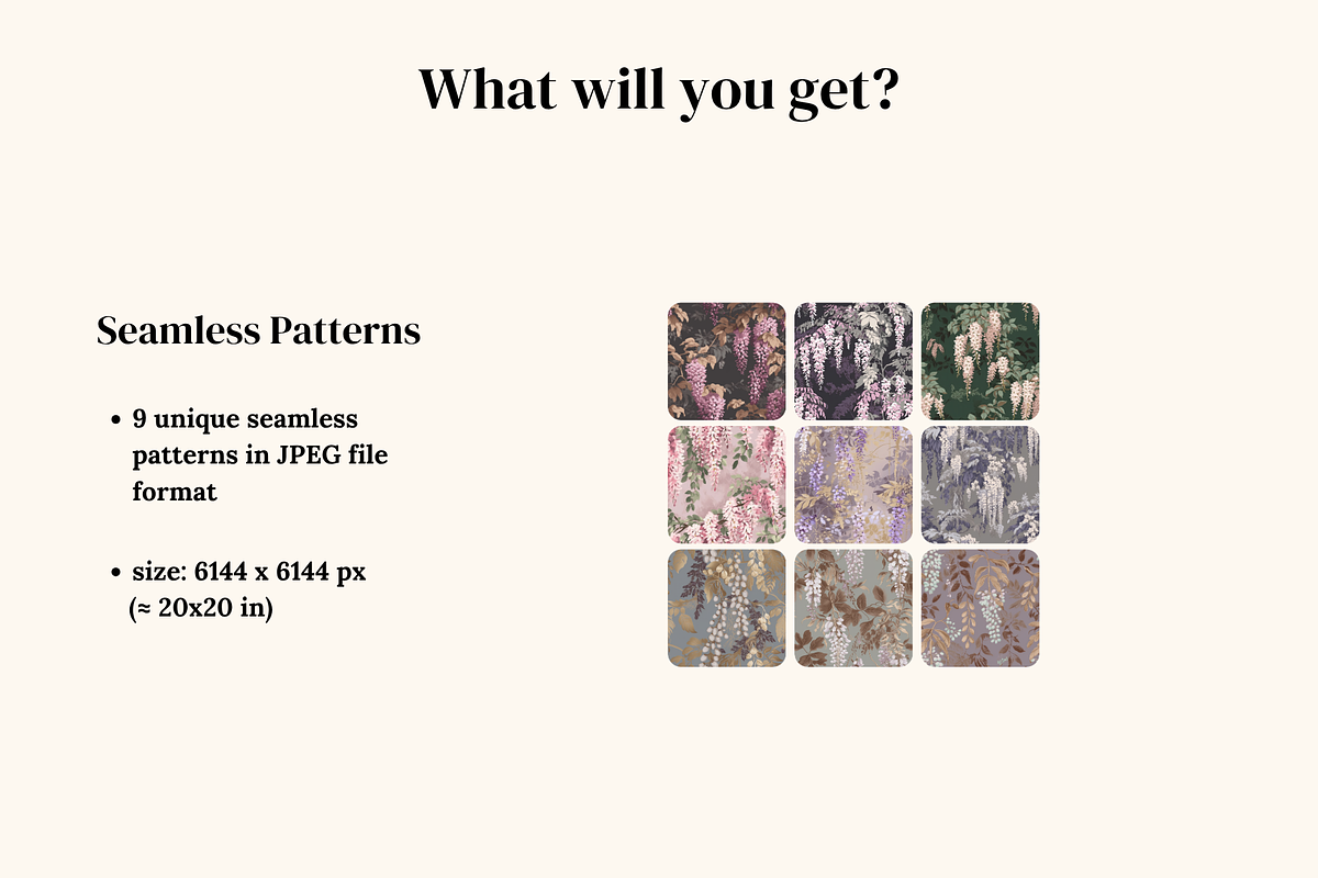 Wisteria Floral Set of 9 Patterns, a Pattern Graphic by Ninterints (Photo 2 of 13)