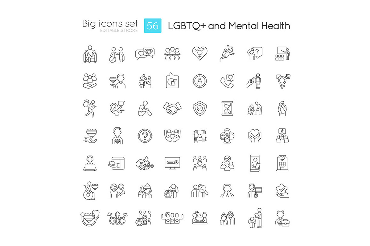LGBTQ and mental health linear icons, an Icon by IMG Visuals