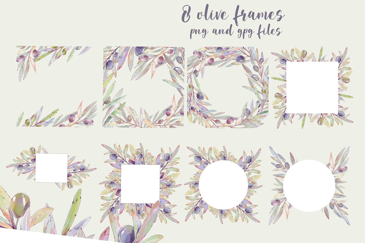 Olive Alphabet and compositions, a Decorative Illustration by Shabbypie (Photo 6 of 8)