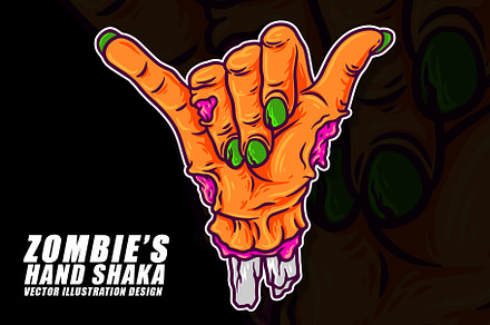 Zombie hand shaka illustration