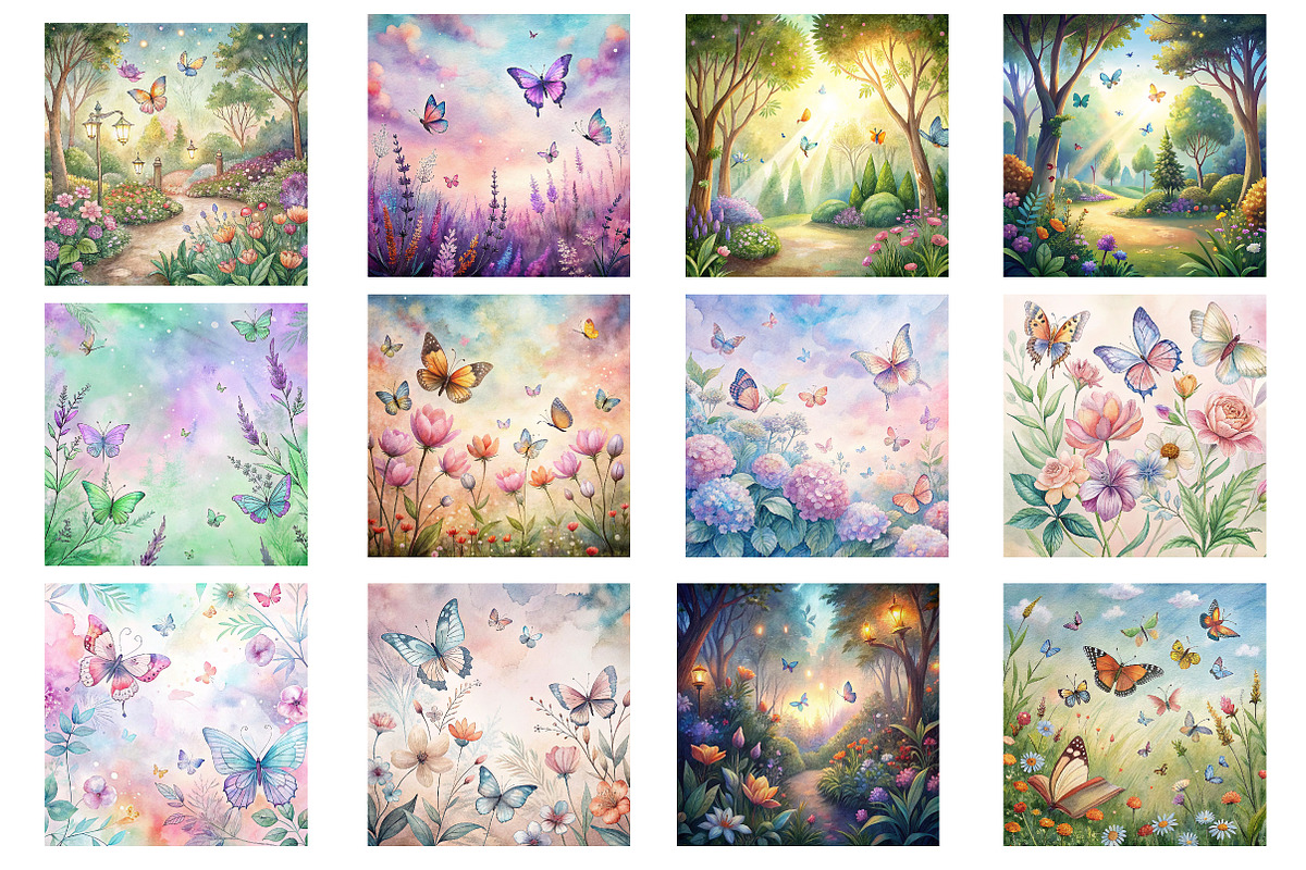Sage Green Floral Butterfly Digital, a Background Photo by Wow Magic