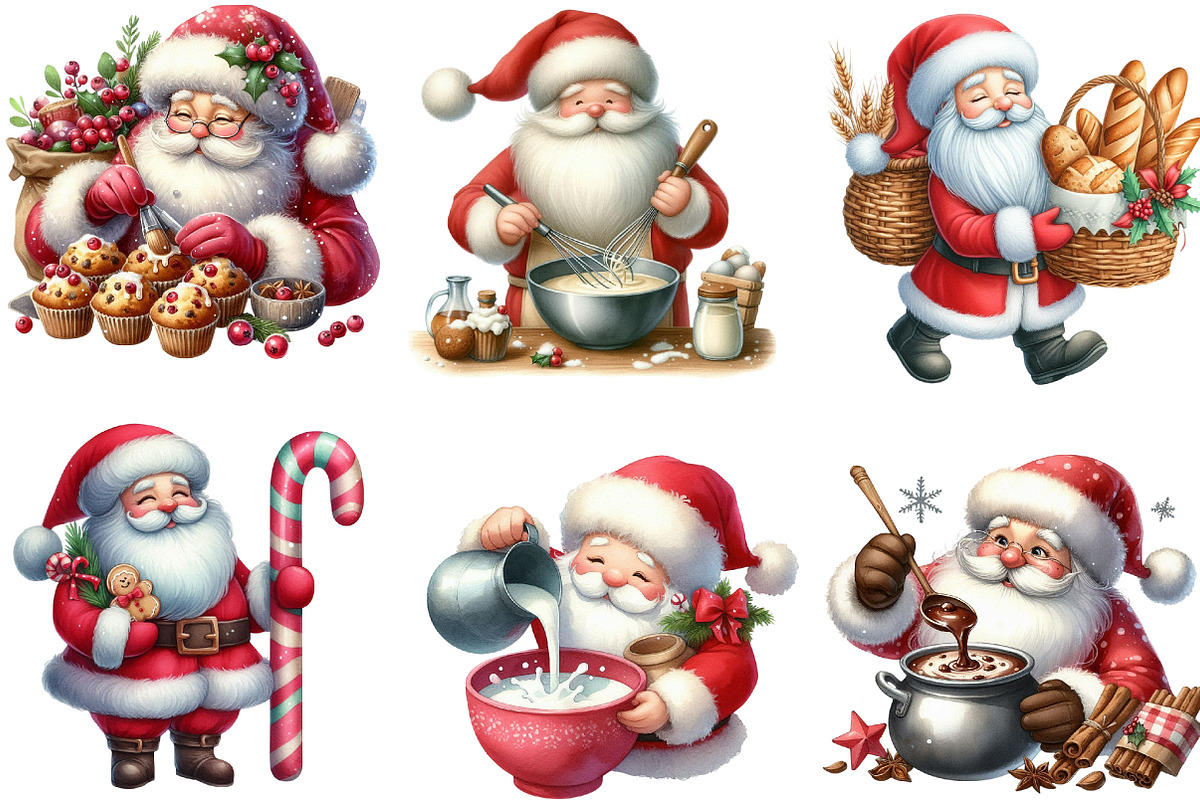 Santa Baking Clipart, an Illustration by Designking (Photo 3 of 5)