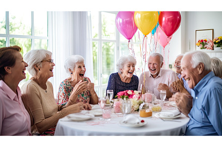 Happy senior people celebrating, a Person Photo by Neirfy