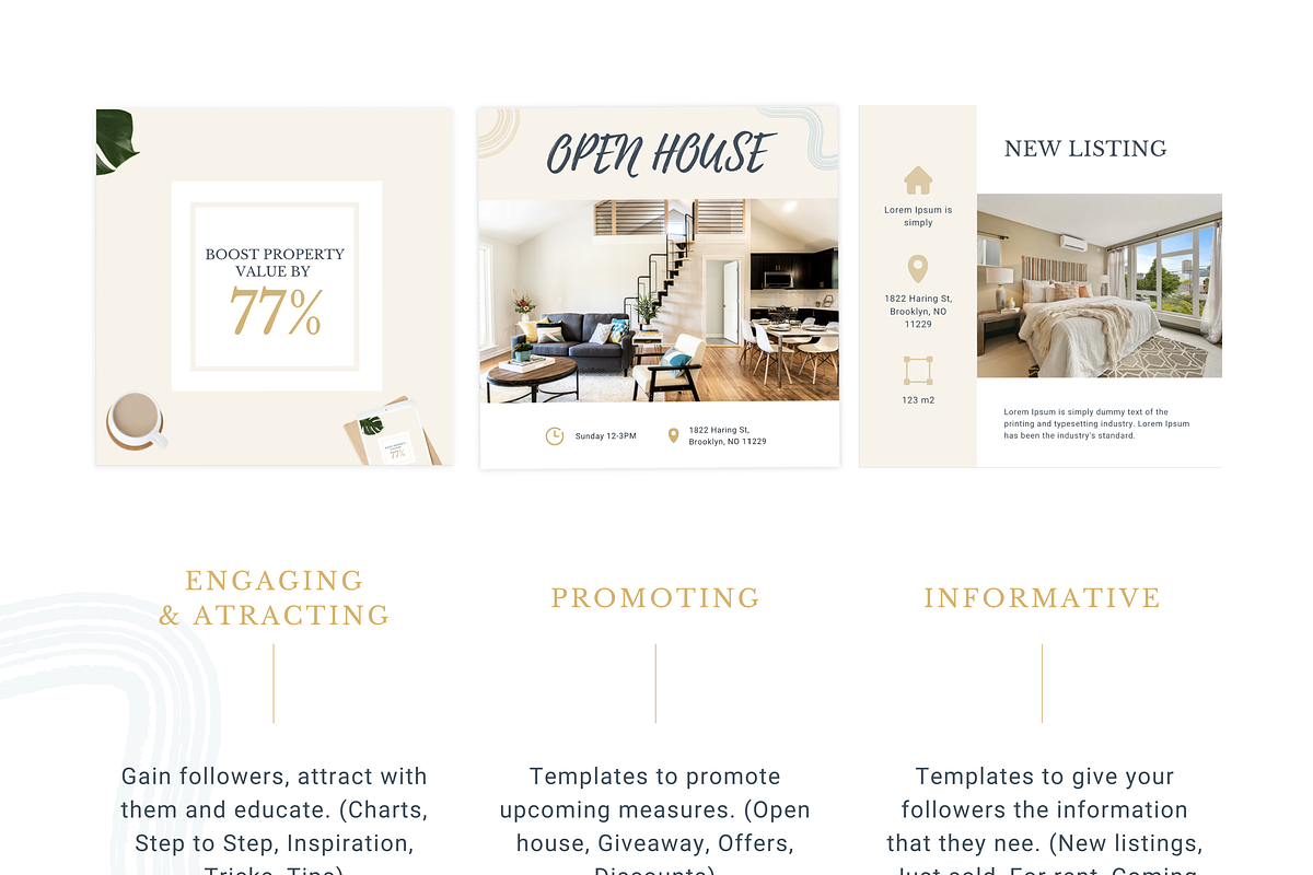 50 Canva Instagram Realtor Templates, a Social Media Template by Estatik Designs (Photo 3 of 9)
