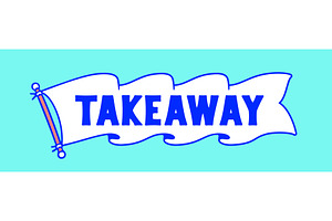 Takeaway. Flag ribbon template, an Object Illustration by Foxys Graphic