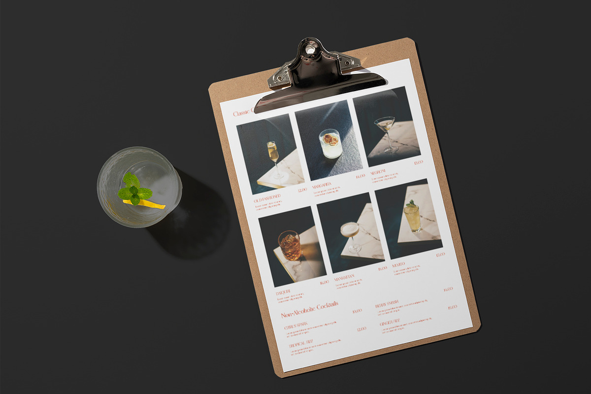 White Minimal Cocktail Menu Template preview 4