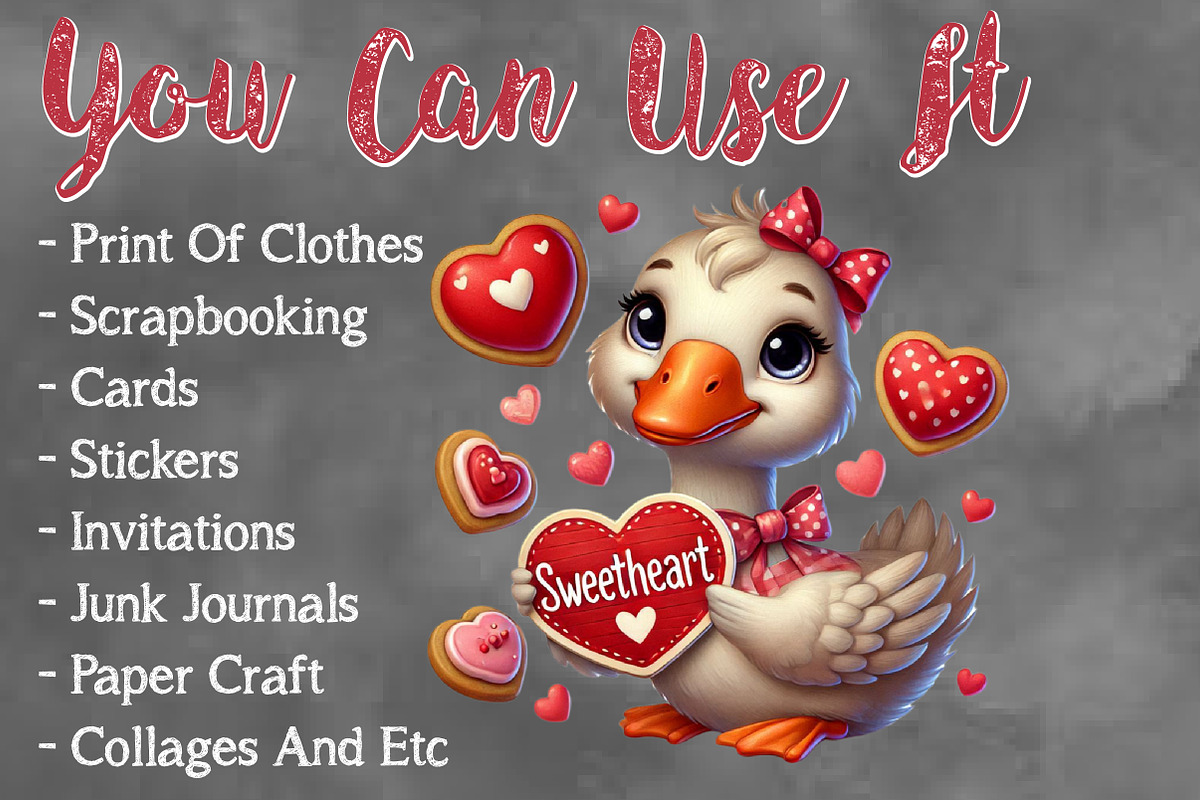 Valentine Cute Goose Clipart Bundle, a Seasonal Illustration by Craft Nest (Photo 5 of 5)