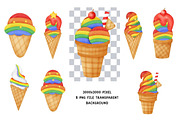 Rainbow Ice Cream Clipart Set, a Food Illustration by Nattapohncha (Thumbnail 2 of 3)