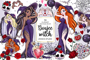Boujee Witch Hand Drawn Clipart