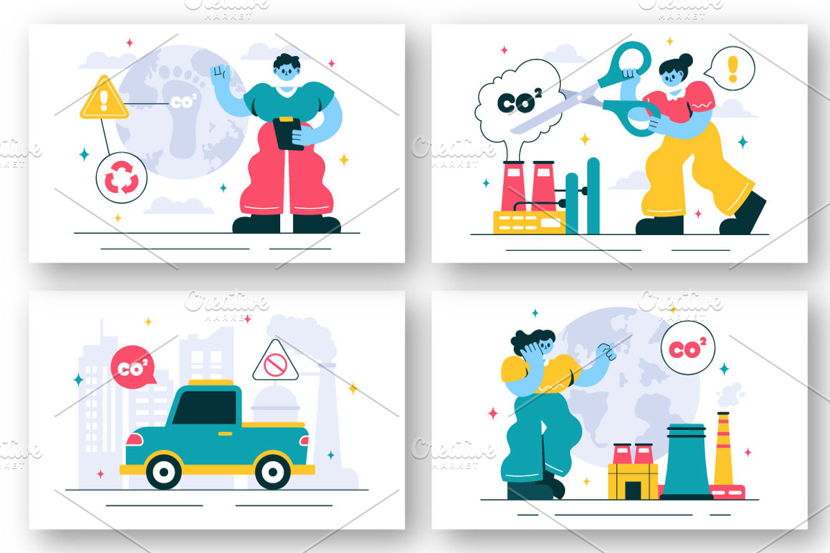 12 Carbon Dioxide CO2 Illustration, an Education Illustration by denayunebgt (Photo 2 of 4)