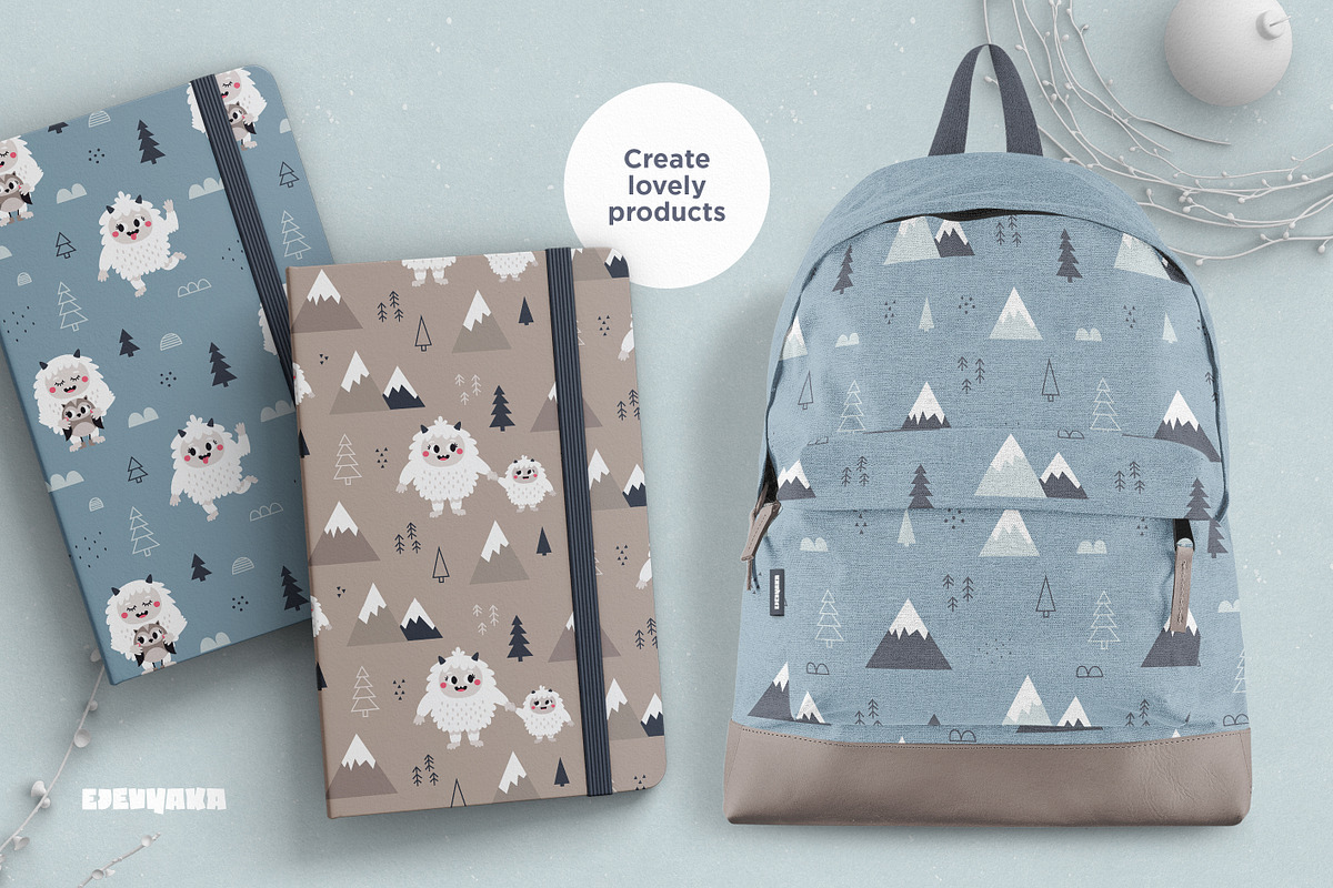 Yeti Clipart, Cards & Patterns, a Seasonal Illustration by Ejevyaka (Photo 5 of 7)