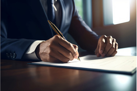 Businessman signing document, a Business Photo by Ylivdesign
