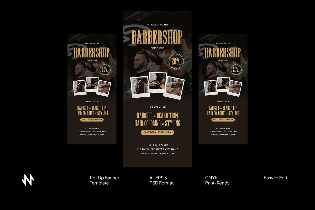 Modern Barbershop Roll-Up Banner, a Stationery Template by Neermana (Photo 1 of 4)