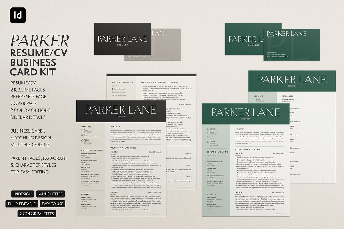 Parker Resume Business Card Template, a Resume Template by Franklin Lane (Photo 1 of 11)
