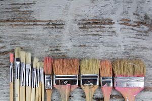 Set of paintbrushes containing vintage, paint, and paintbrush