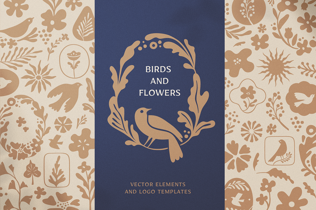 Birds and flowers - vector elements, a Background Graphic by venimo (Photo 1 of 6)