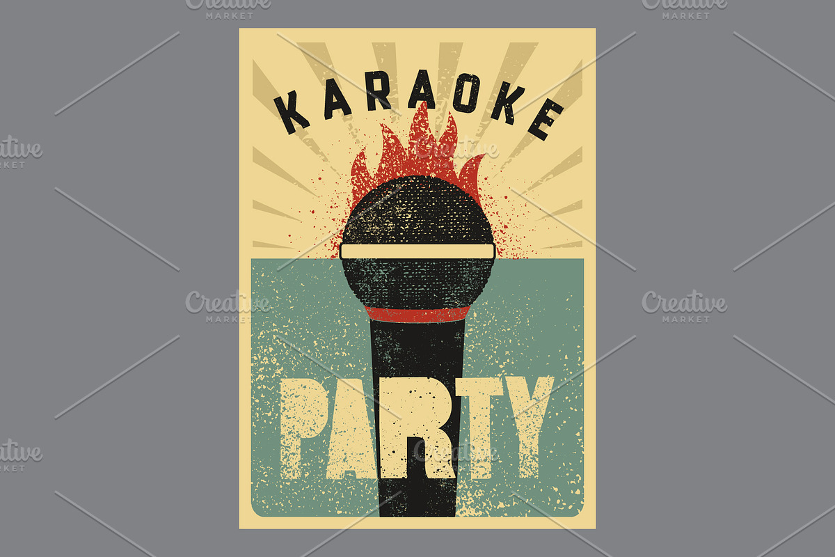 Karaoke Party vector poster set., an Object Illustration by PoPaShop (Photo 2 of 9)