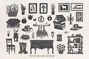 160 Cottagecore Linocut Collection, an Object Graphic by DariSmartArt (Thumbnail 10 of 20)
