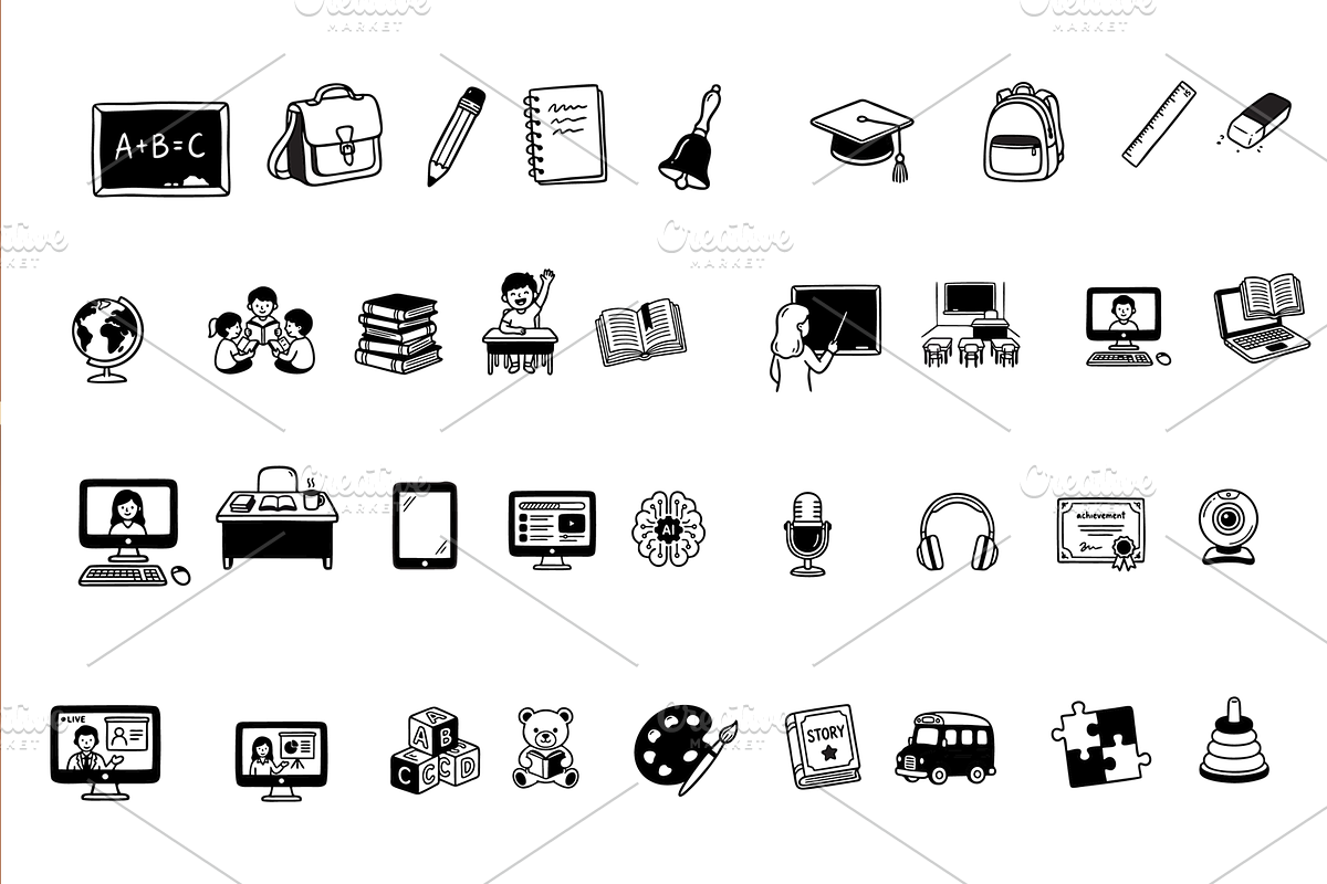 Hand-Drawn Education Icons Set, an Education Illustration by Imran Haroon (Photo 5 of 5)