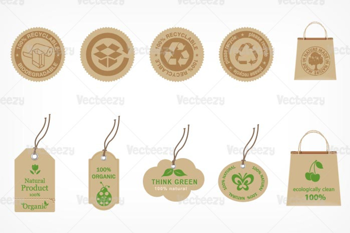 Recycle & Organic Vector Badges, an Object Graphic by EezyPremium