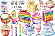 Watercolor Birthday Clipart, an Illustration by Daily.Designs (Thumbnail 1 of 3)