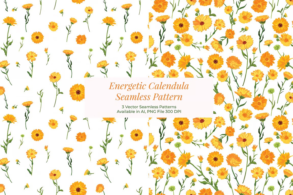Energetic Calendula Seamless Pattern, a Pattern Graphic by FDR Studio (Photo 2 of 4)