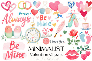 Minimalist Valentine Clipart, an Illustration by OK Design