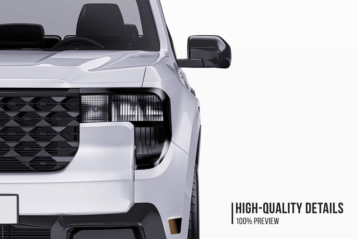 2025 Compact Pickup Truck Mockup Set, an Advertising Mockup by Halal Graphic Studio (Photo 3 of 16)
