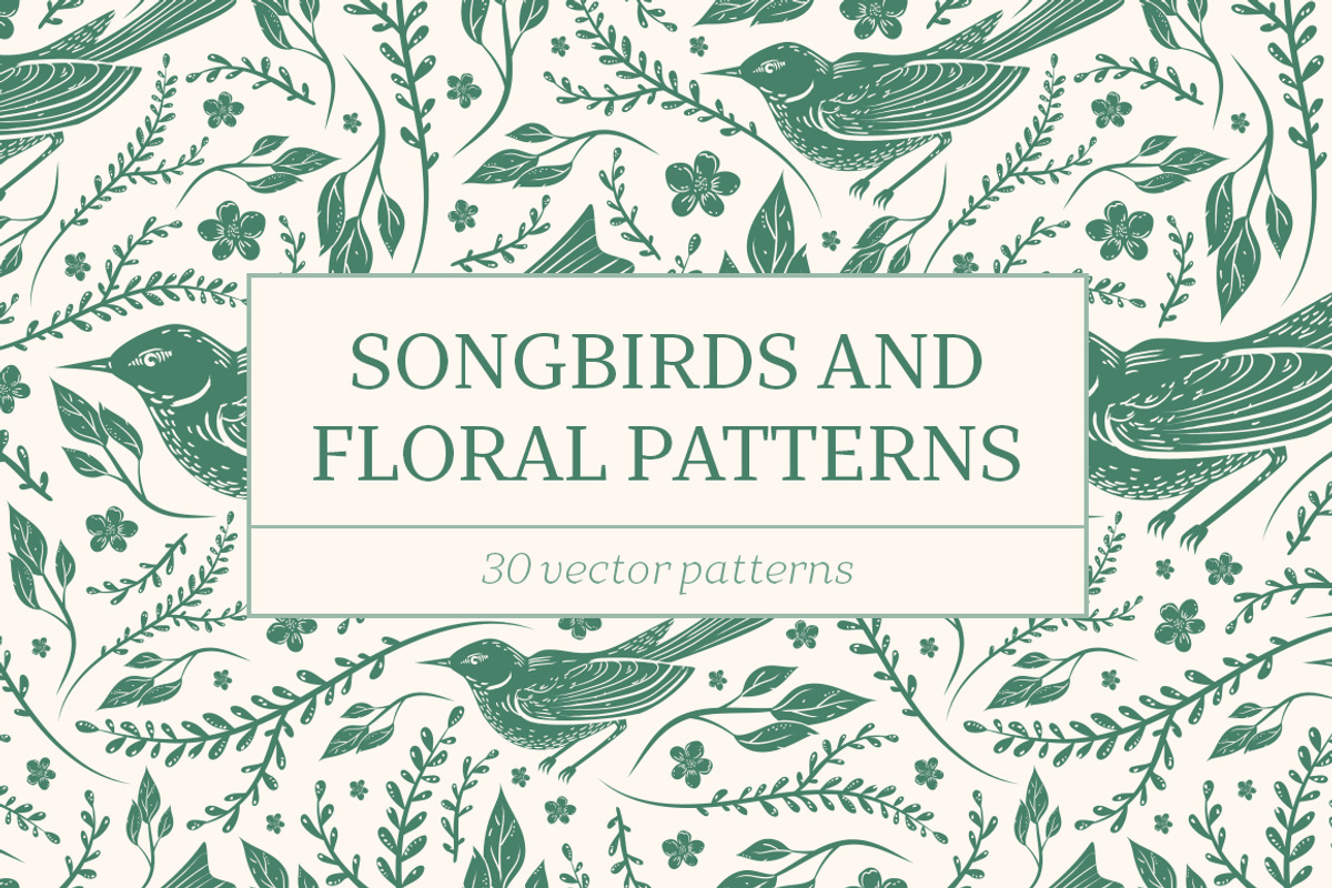 Songbirds and Floral patterns, a Pattern Graphic by Piñata (Photo 1 of 8)