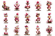 Whimsical Chicken Clipart, an Illustration by OK Design (Thumbnail 3 of 6)