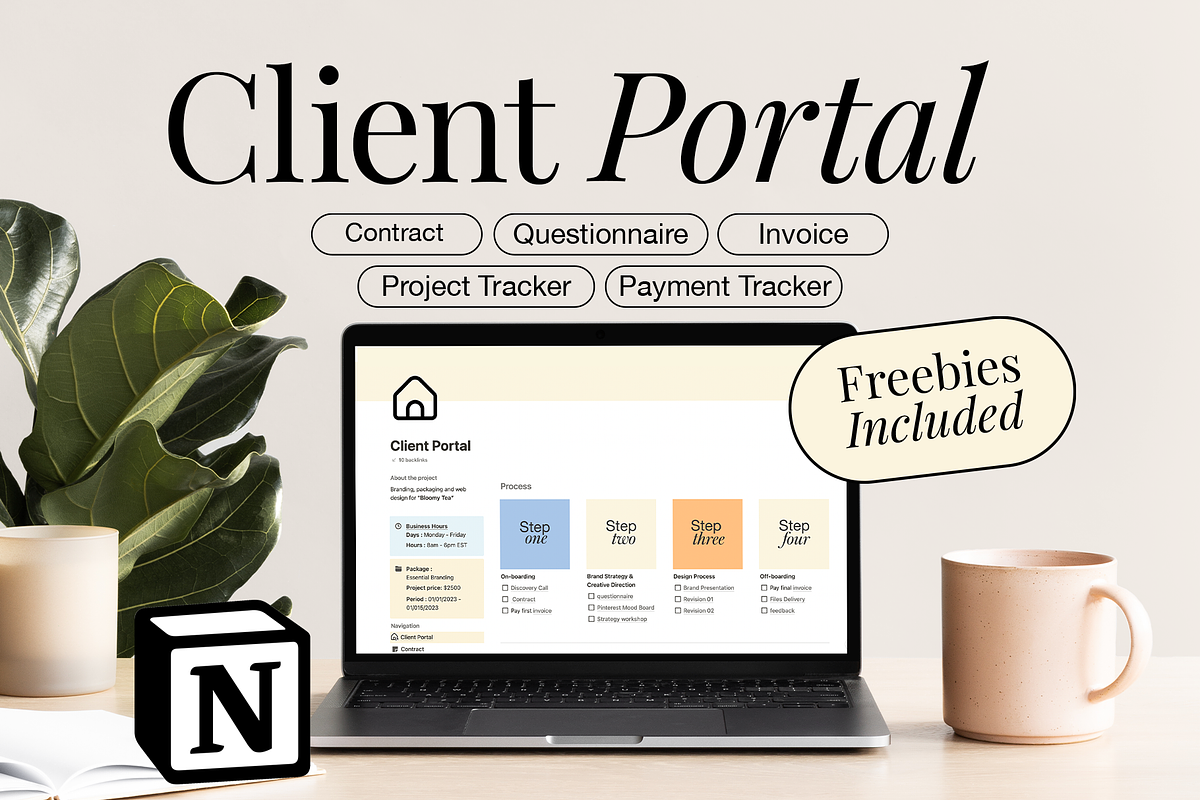 Notion Client Portal Project Tracker, a Branding & Logo Template by Maeven (Photo 1 of 10)