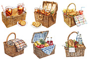 Summer Picnic Basket Clipart Bundle, an Illustration by Pixels.Craft (Thumbnail 4 of 10)
