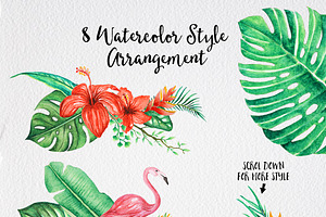 TROPICAL Watercolor Clip Art Pack