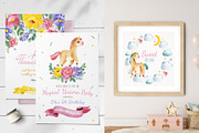 Unicorns.Cute watercolor collection, an Animal Illustration by Kate_Rina (Thumbnail 9 of 16)