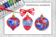 China Blue Christmas Ornaments Pack, a Decorative Illustration by Dana Designs (Thumbnail 6 of 14)