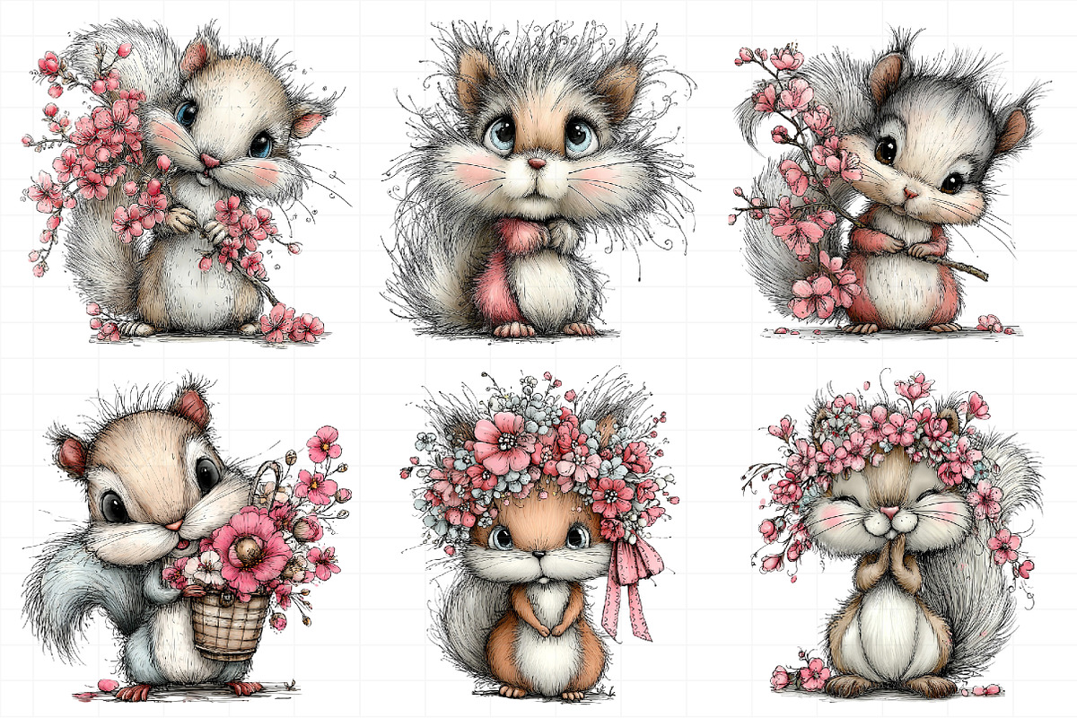 Watercolor Spring Squirrel Clipart, an Illustration by Daily.Designs (Photo 4 of 8)