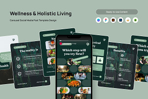Mindful Wellness Carousel Content, a Social Media Template by trabaskriya