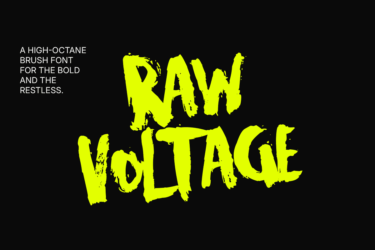 Raw Voltage – Aggressive Brush Font, a Handwritten Font by Letteratom (Photo 1 of 9)