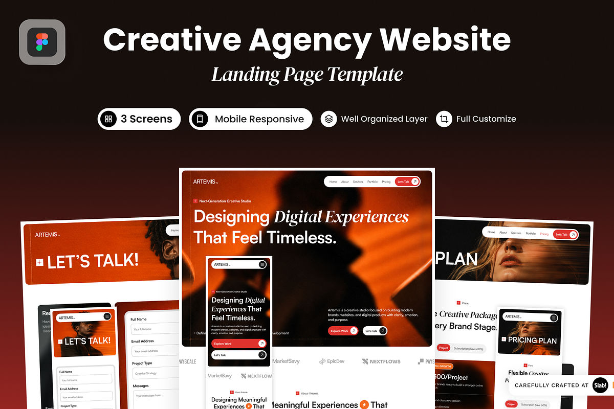 Artemis - Creative Agency Website, a Landing Page Template by SLAB! Design (Photo 1 of 5)