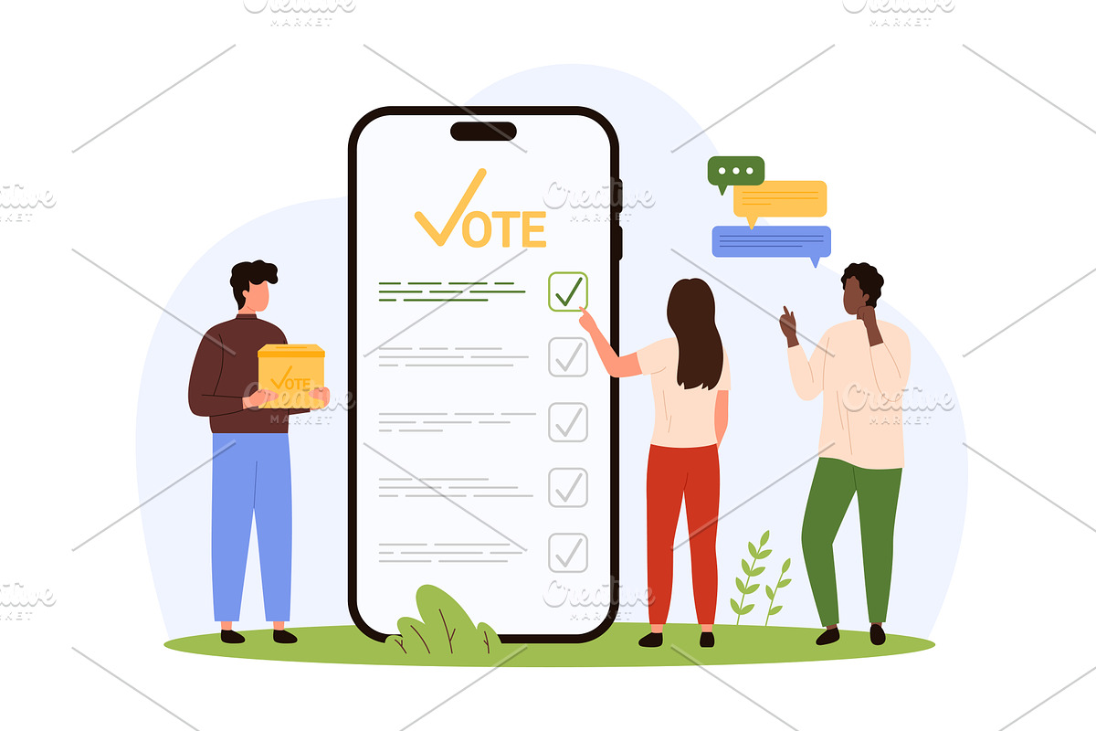 Online survey, election, electronic, a Person Illustration by Flashvector