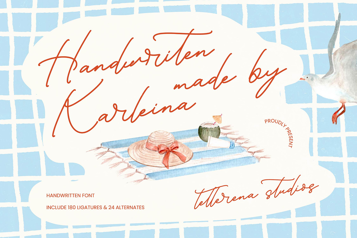 Handwritten Karleina Script Font, a Script Font by Letterena Studios Script (Photo 1 of 10)