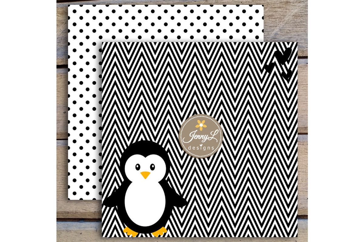 Penguin Digital Papers & Clipart, a Pattern Graphic by JennyL Designs (Photo 3 of 5)